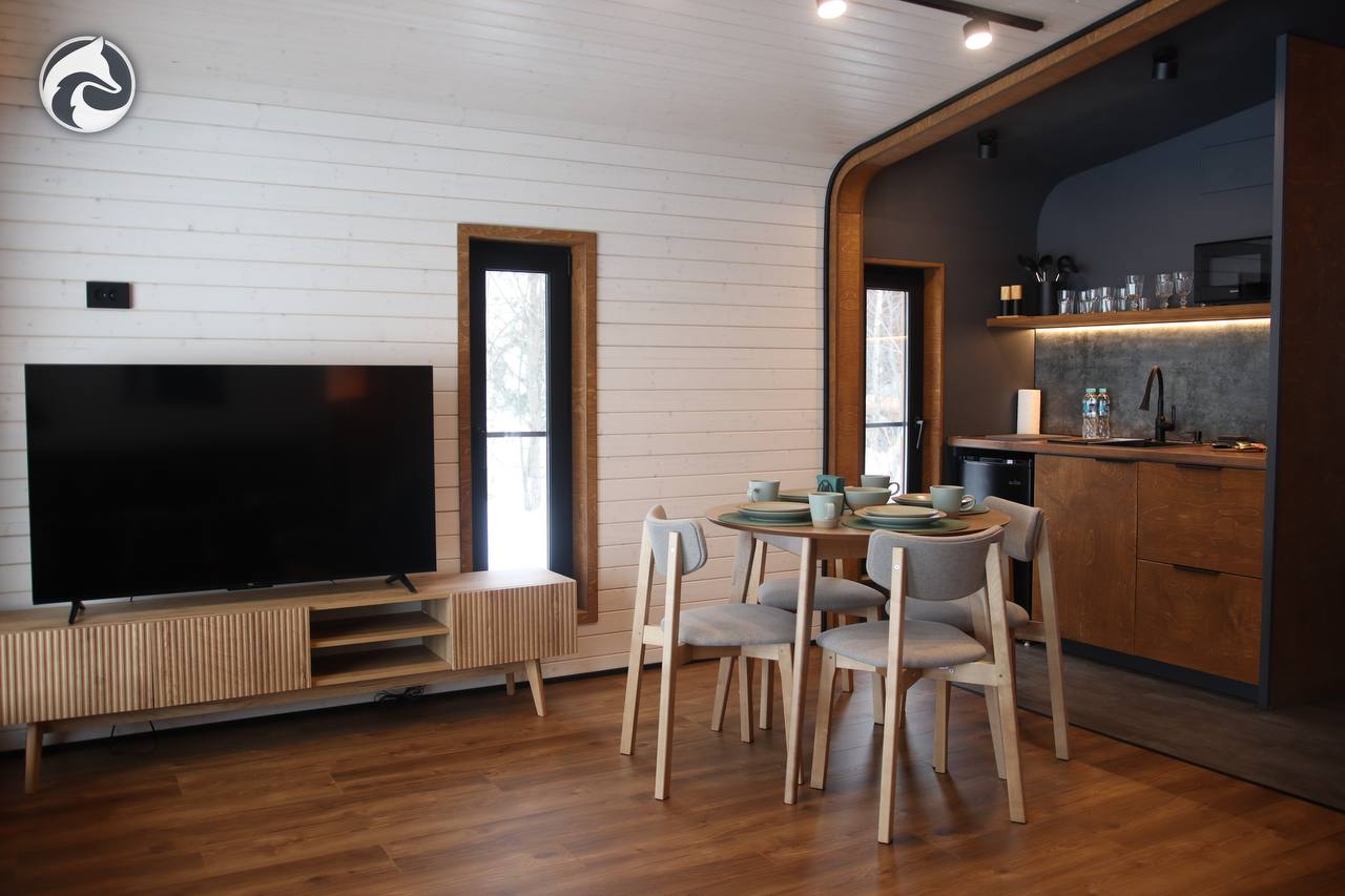BARN 57 living and dining area beside the kitchen